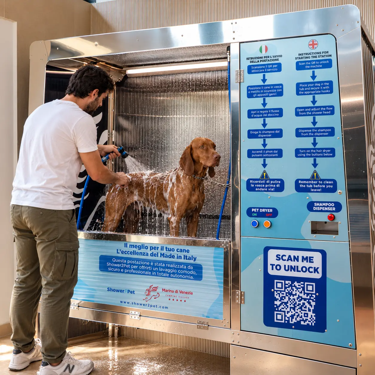 Barboncino Shower2Pet - Postazione per lavaggio cani self-service indoor